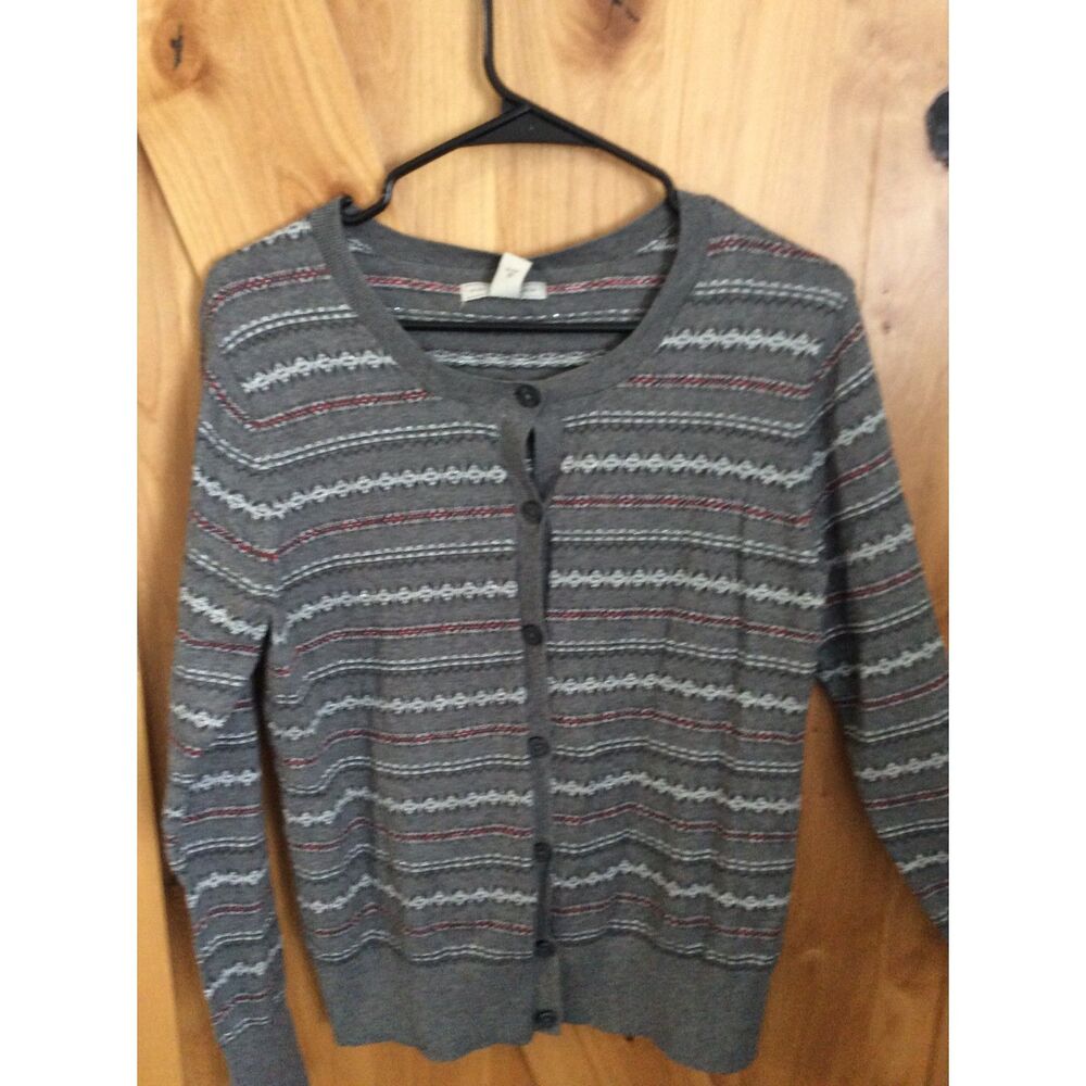 New NWT BASS Grey Women's Button Front Cardigan Cashmere Mix M